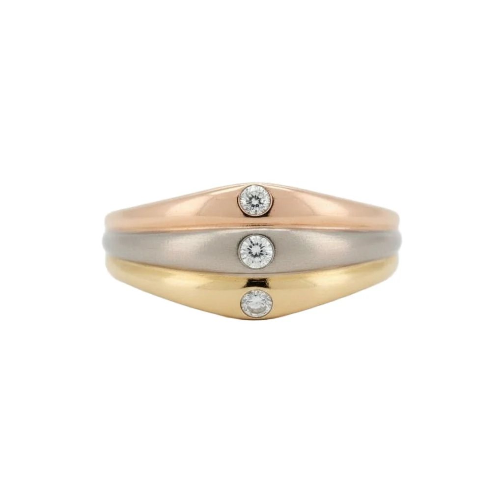 Cartier bangle ring in yellow gold, white gold, rose gold and diamonds