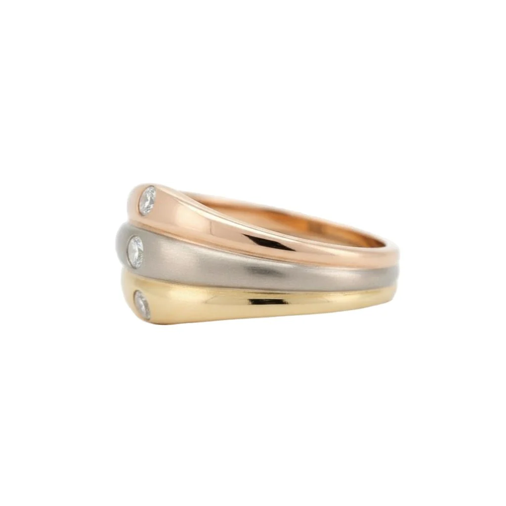 Cartier bangle ring in yellow gold, white gold, rose gold and diamonds - Image 3