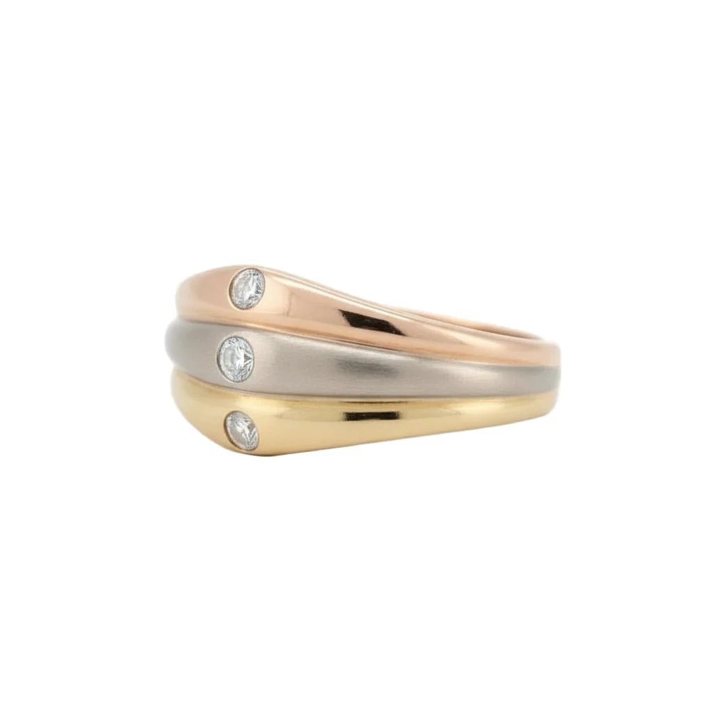 Cartier bangle ring in yellow gold, white gold, rose gold and diamonds - Image 4