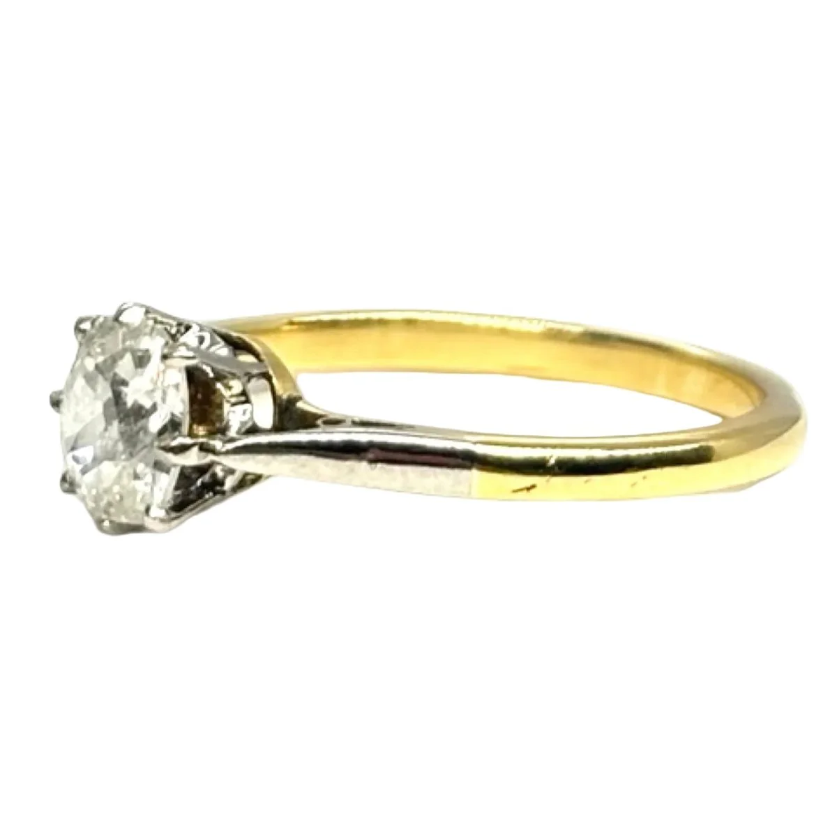 Solitaire ring in yellow gold and diamond - Image 3