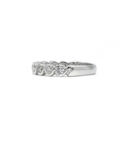 Half wedding ring - Gold & White diamonds - Image 4