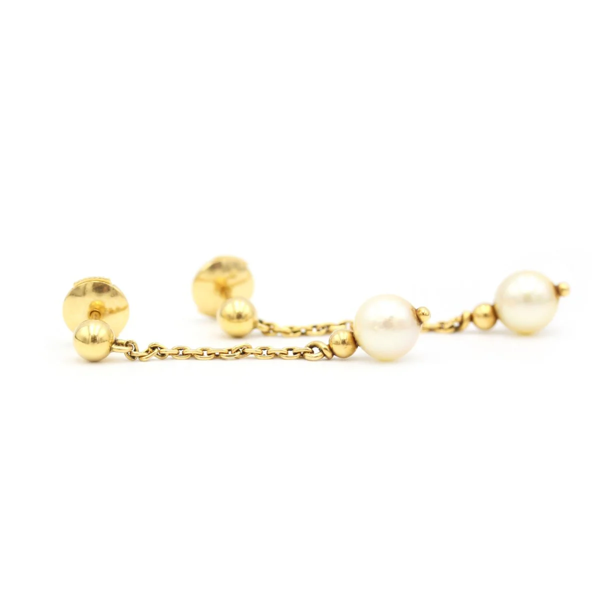 Earrings pending in yellow gold and pearl - Image 4