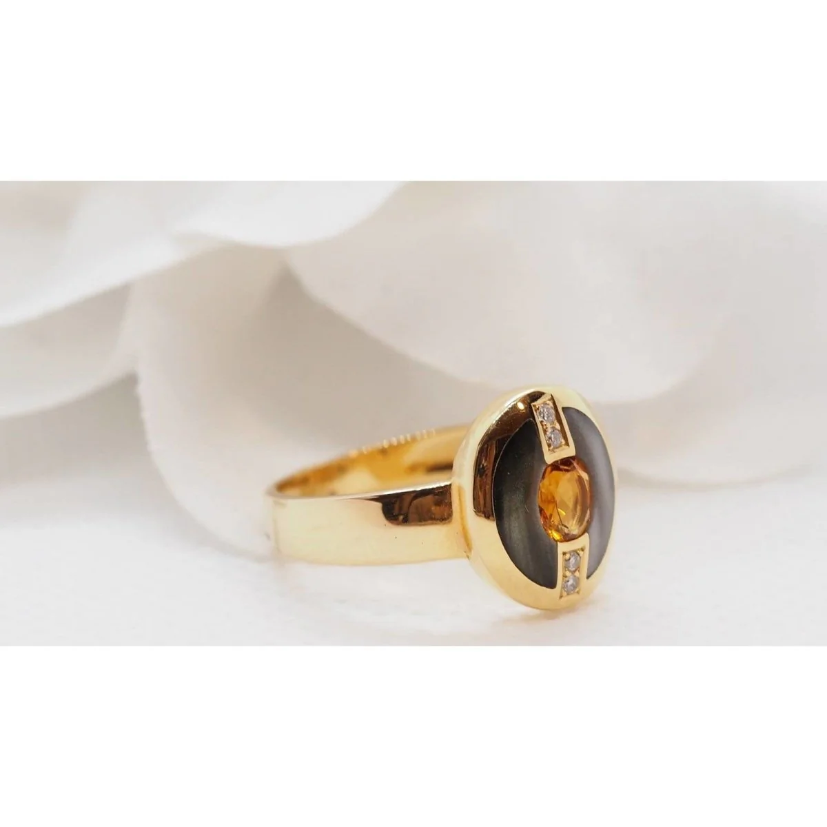 Clozeau ring in yellow gold, diamonds and resin - Image 3