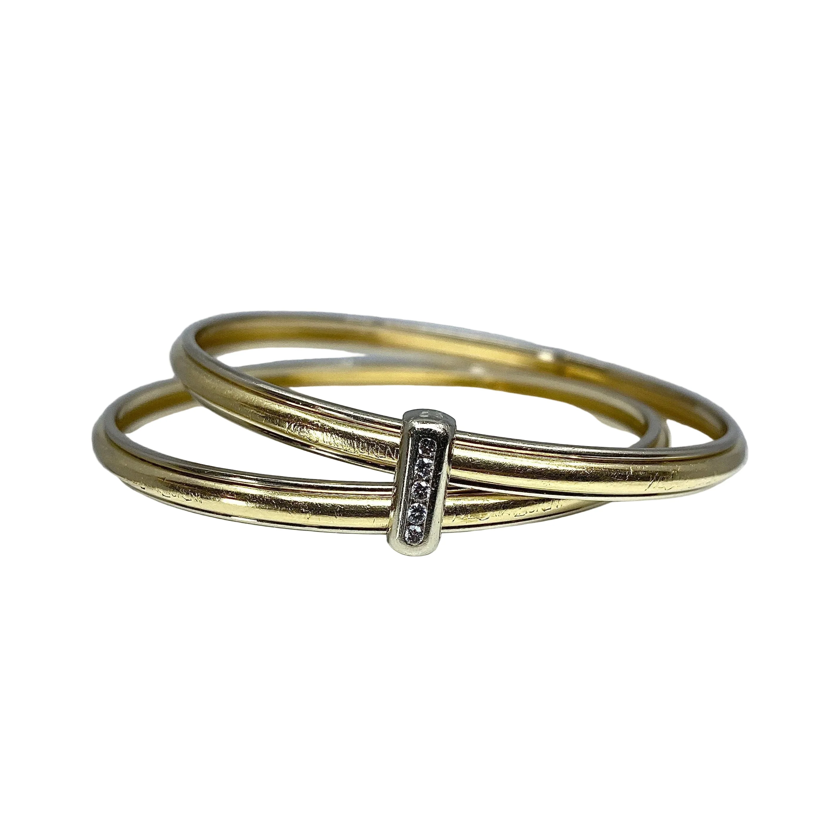 Bracelet double rush yellow gold, white gold and diamonds