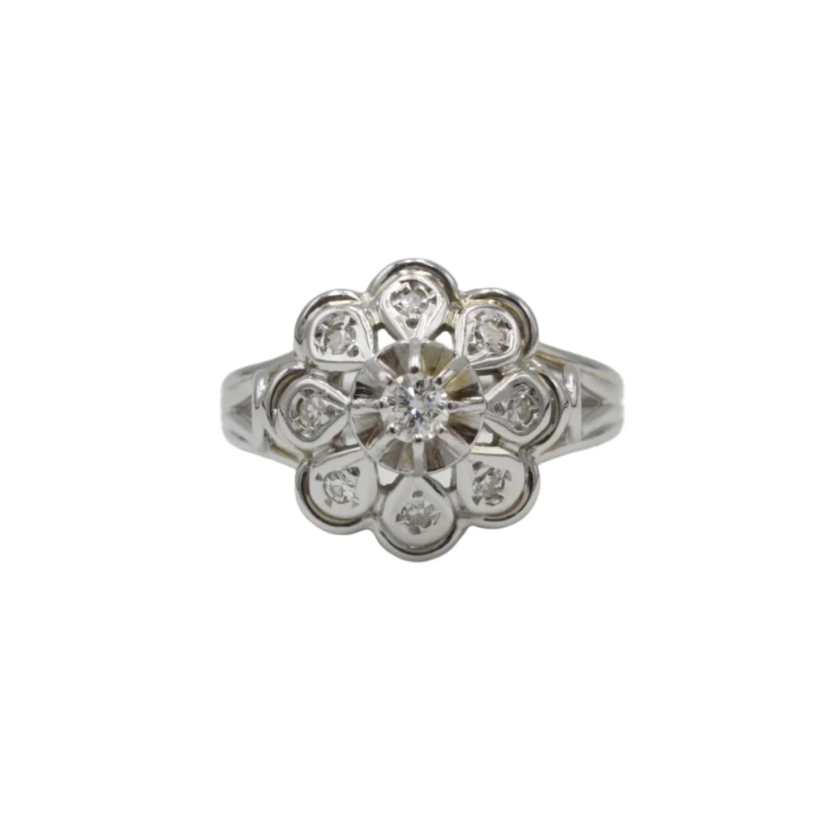 Ring Marguerite en white gold and diamonds