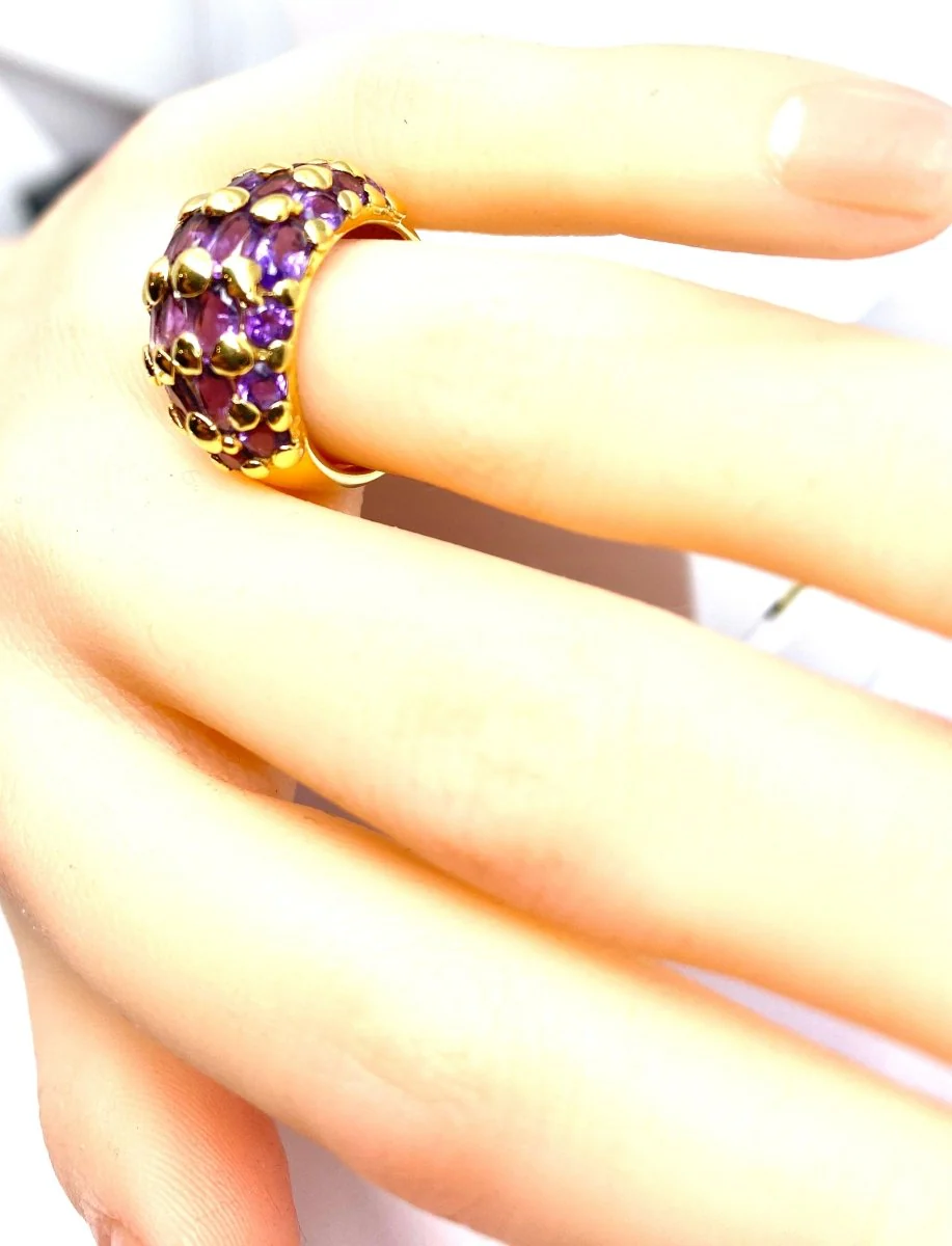 Ring Rush in yellow gold and amethysts - Image 5