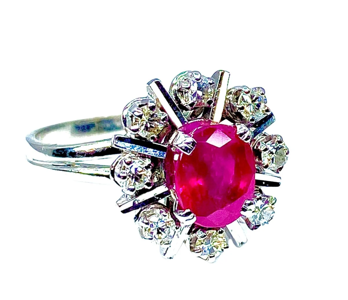 18k white gold ruby and diamond ring