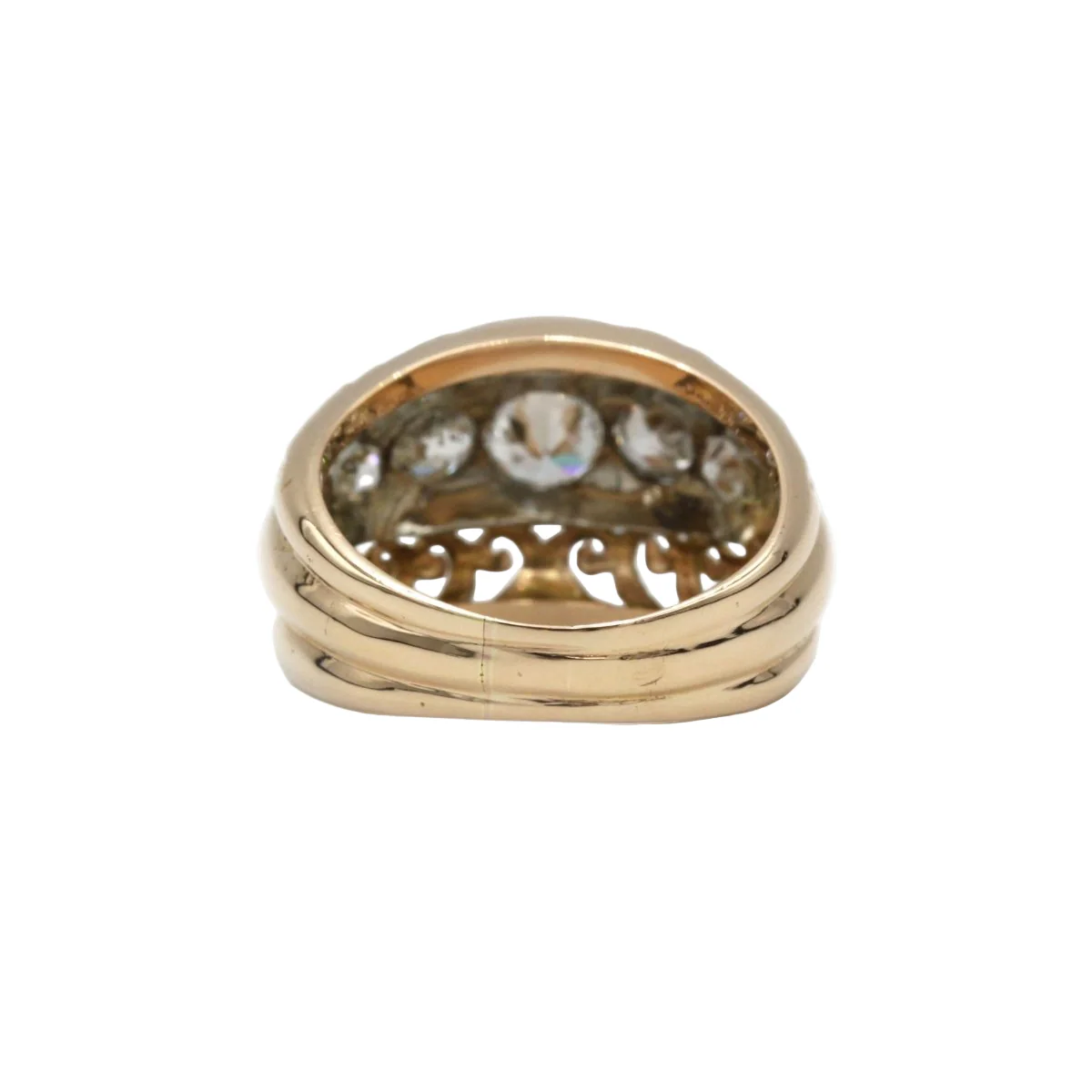 Retro Ring - Two-tone Gold &amp; Diamonds - Image 3
