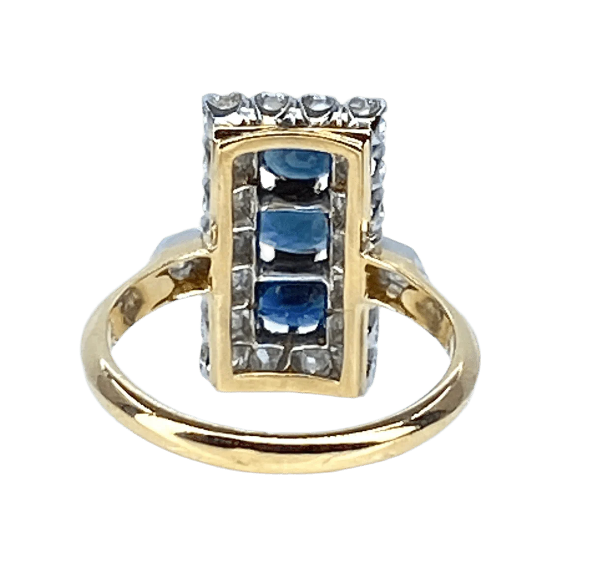 Ring at yellow gold, sapphires and diamonds - Image 4