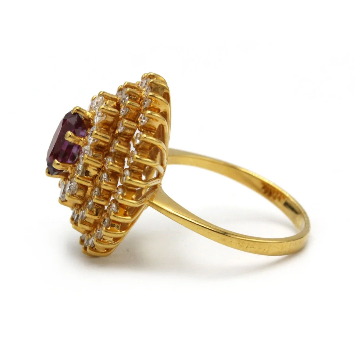 Ring Cocktail in yellow gold, sapphires and diamonds - Image 2