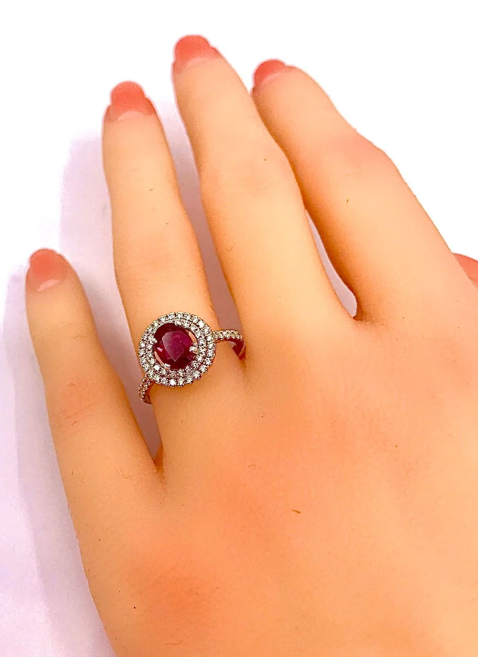 Ring at white gold 18 carats, 1.28 carat Birman ruby and diamonds - Image 3
