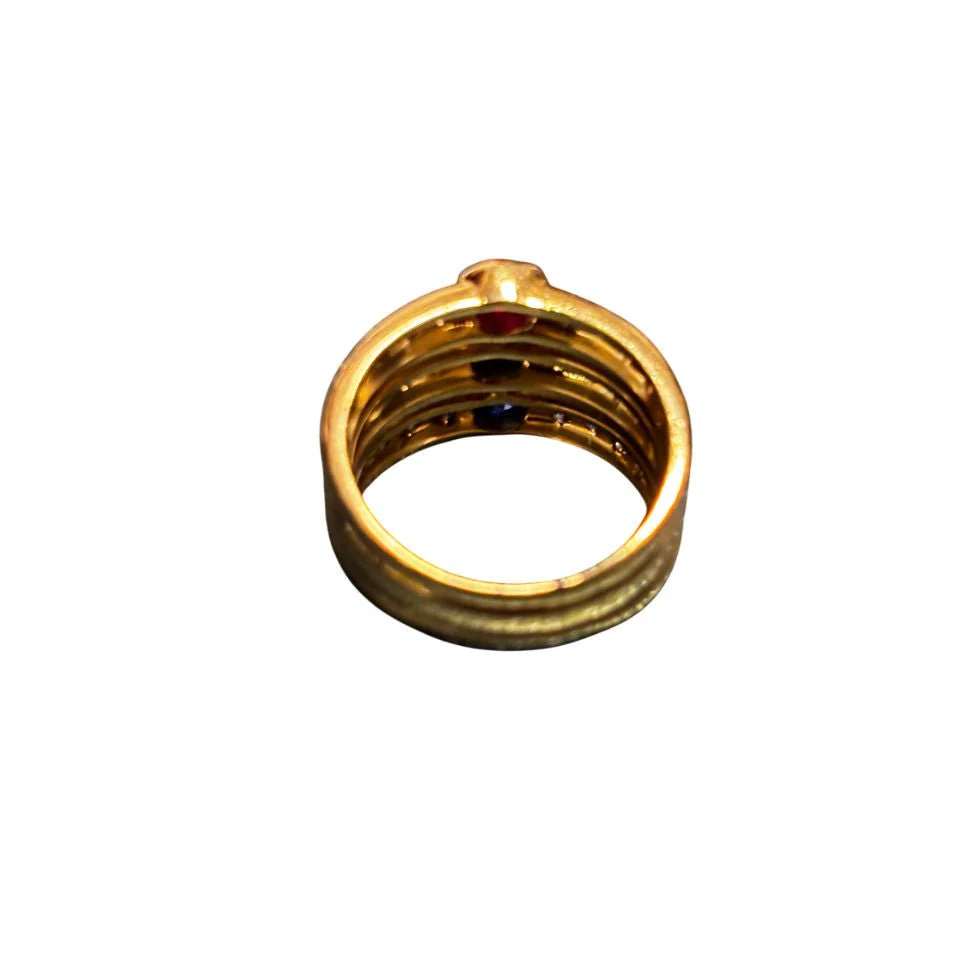 Gold Diamond Ruby Sapphire Emerald Ring - Image 2