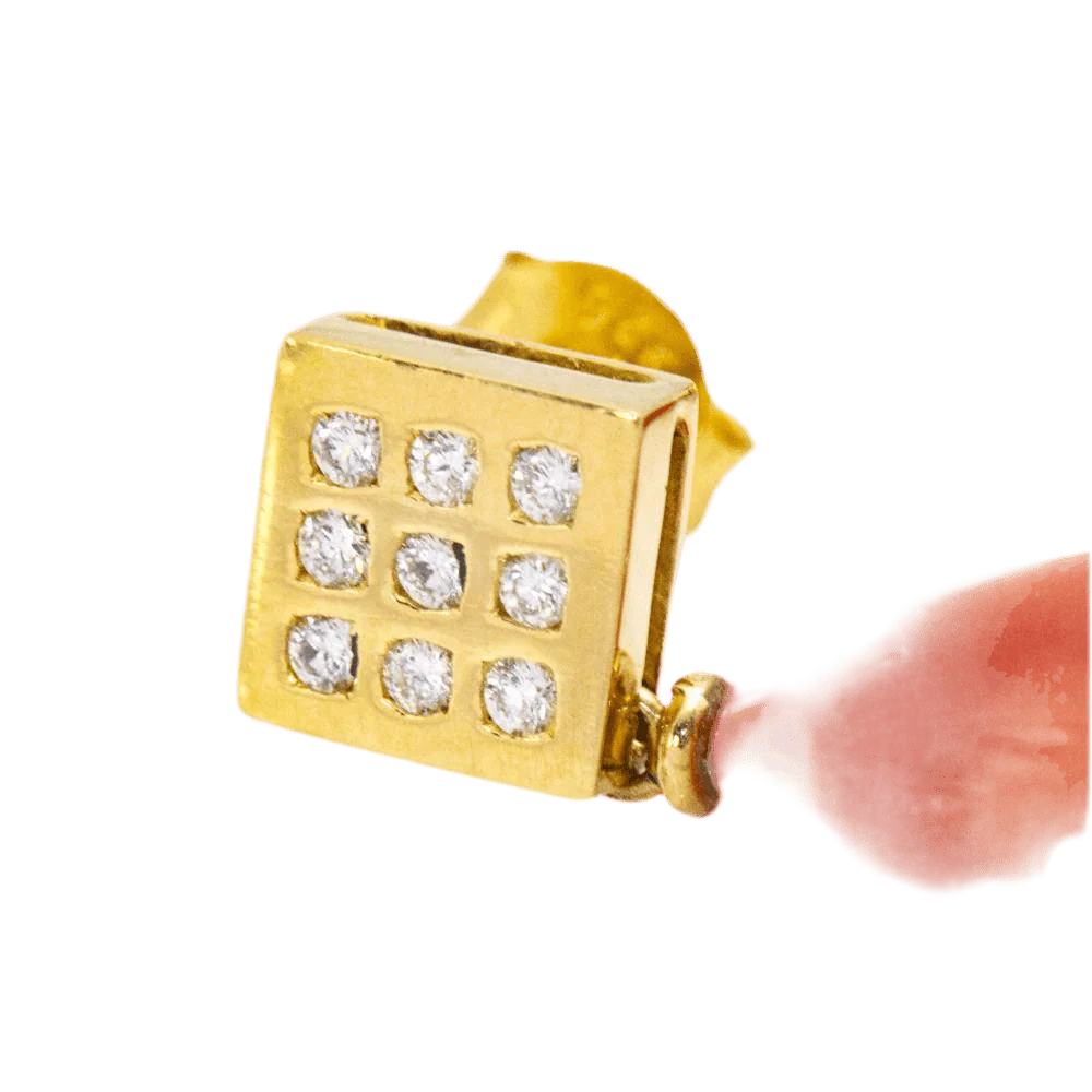 Earrings at yellow gold, coral and diamonds - Image 4