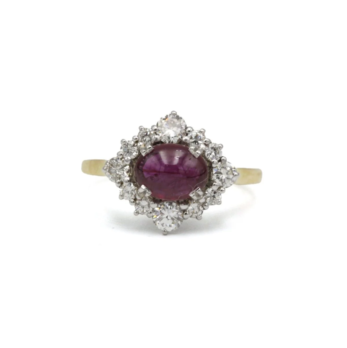 Ring Marguerite en yellow gold, ruby and diamonds