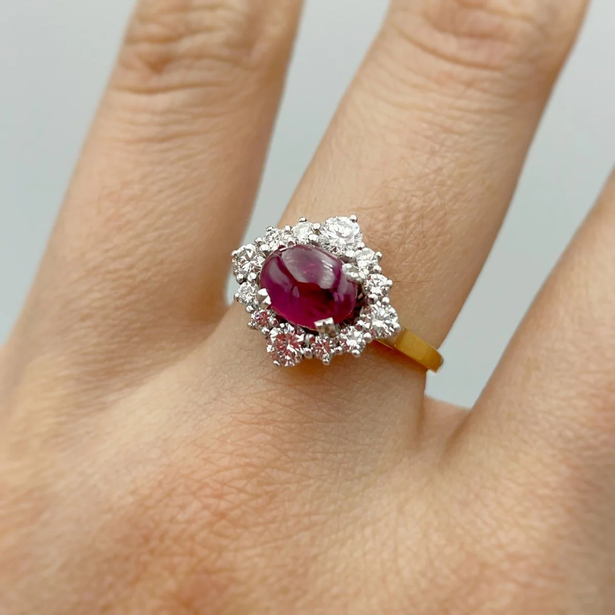Ring Marguerite en yellow gold, ruby and diamonds - Image 5