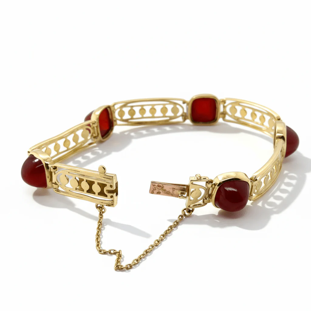 EDYAD Art Deco bracelet in yellow gold and carnelian - Image 4
