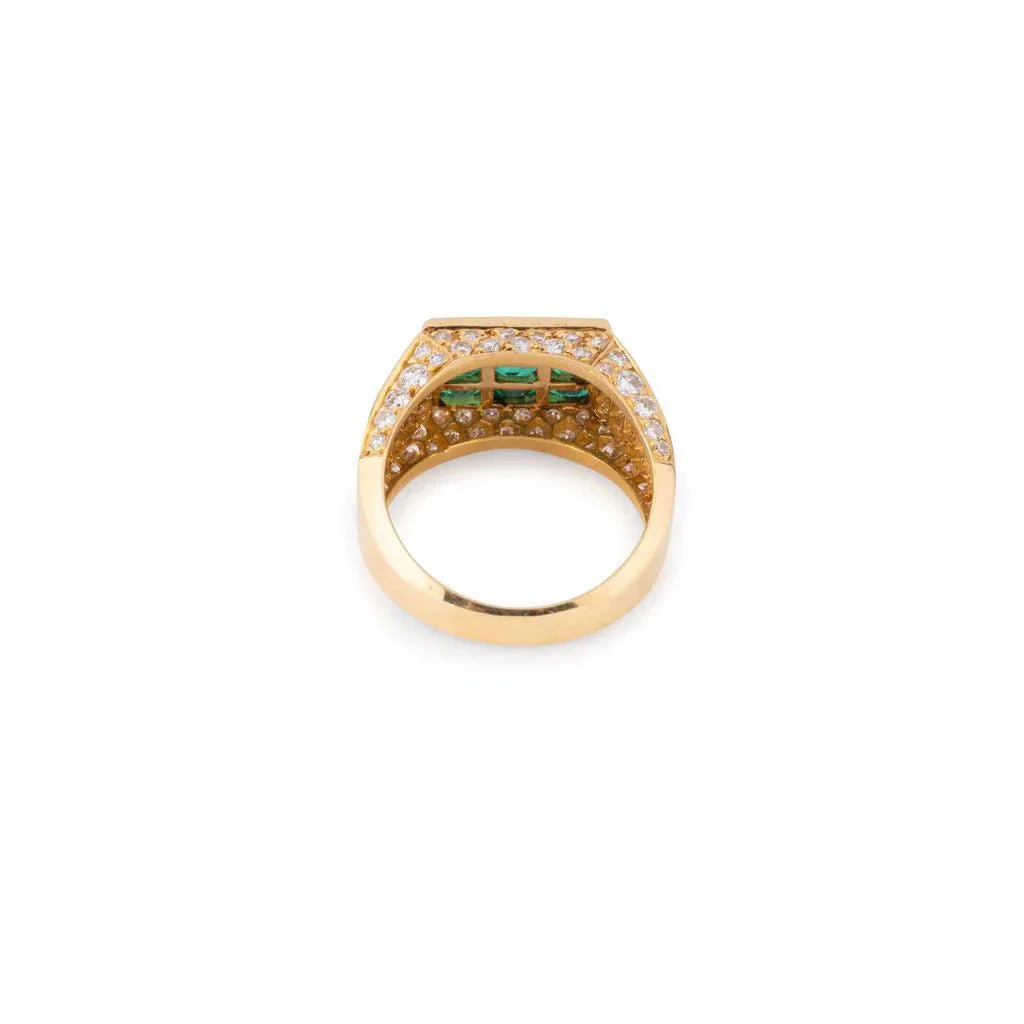 FRED Signet ring in yellow gold, emeralds and diamonds - Image 4