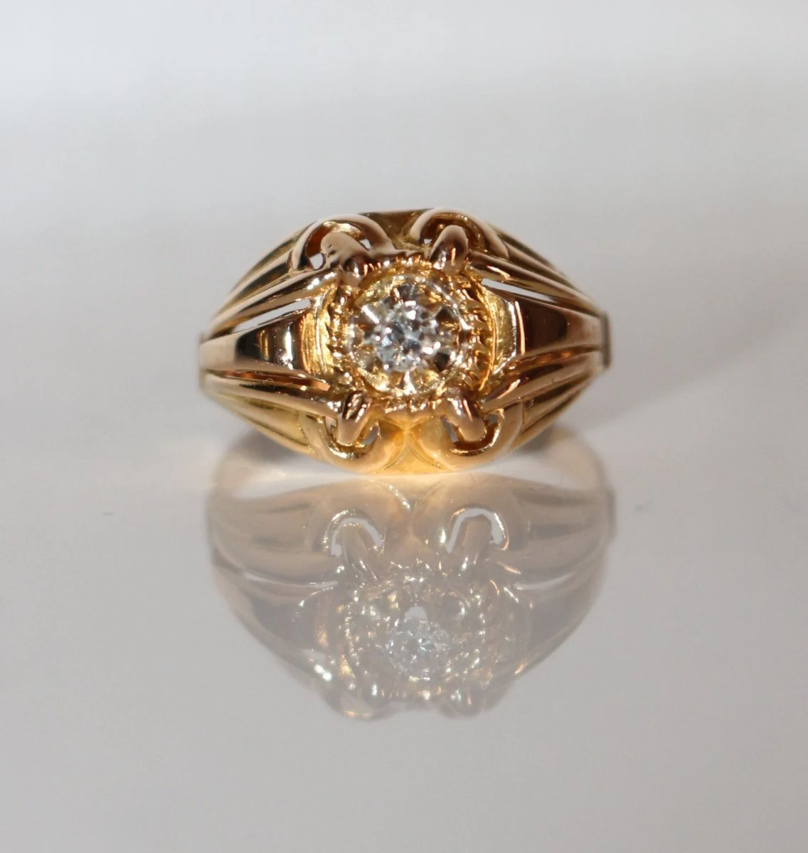 1940s Godronné And Openwork Ring - Image 4