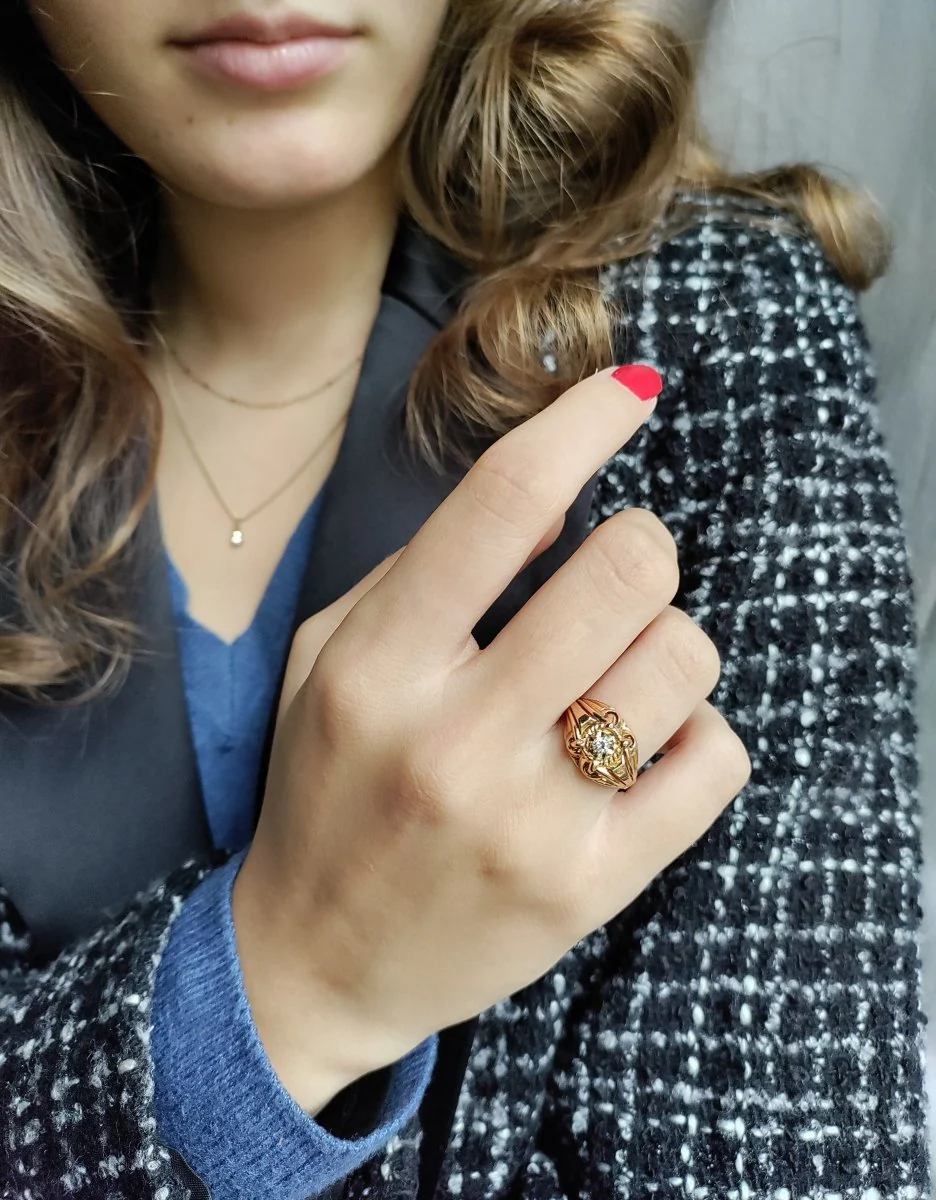 1940s Godronné And Openwork Ring - Image 8