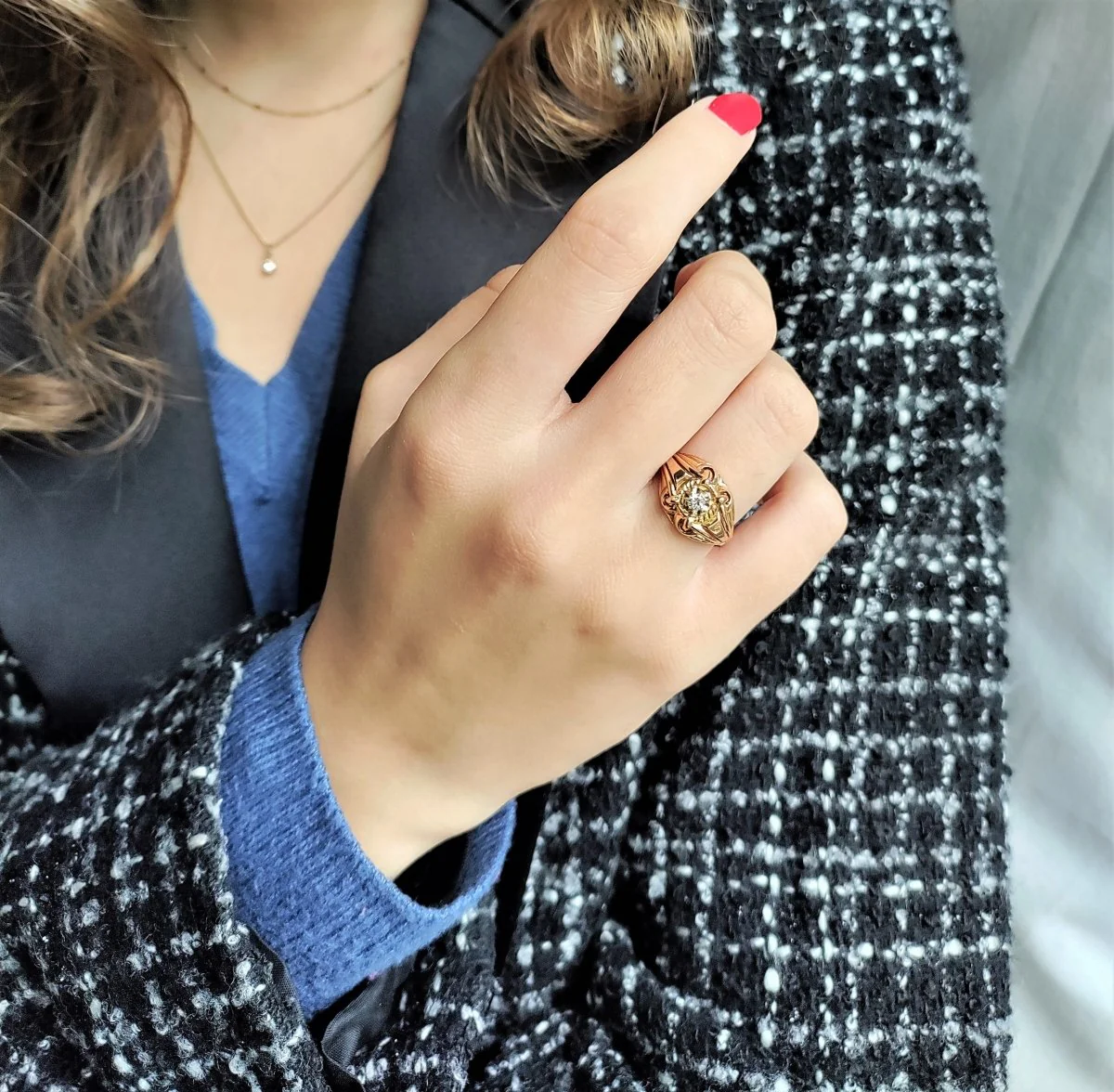 1940s Godronné And Openwork Ring - Image 9