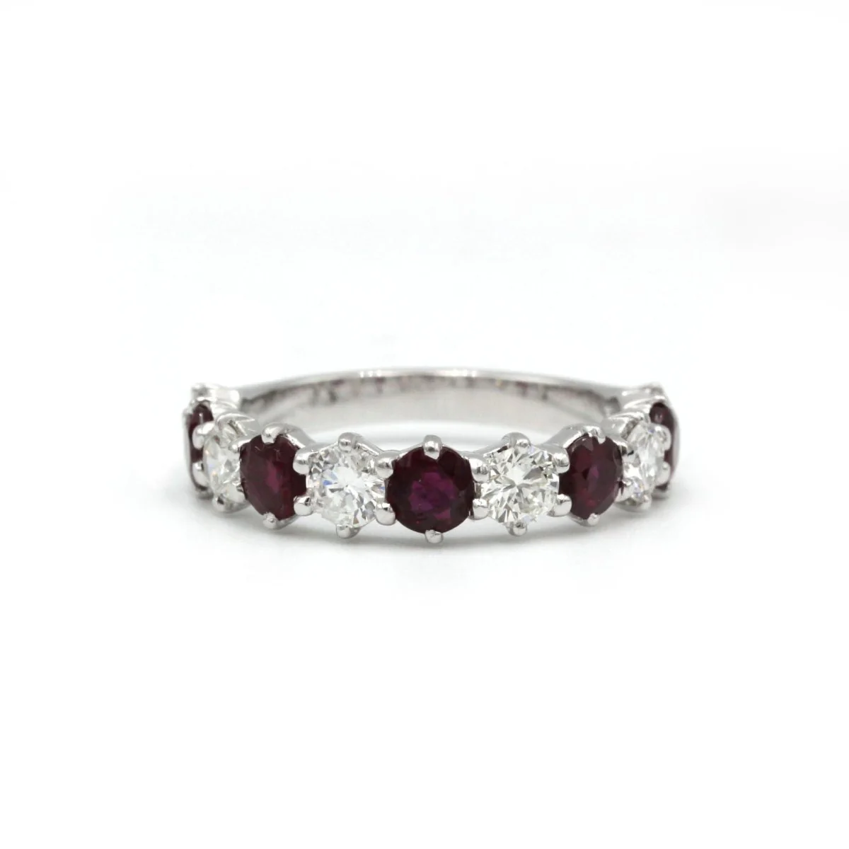 Ring Alliance in white gold, ruby and diamonds
