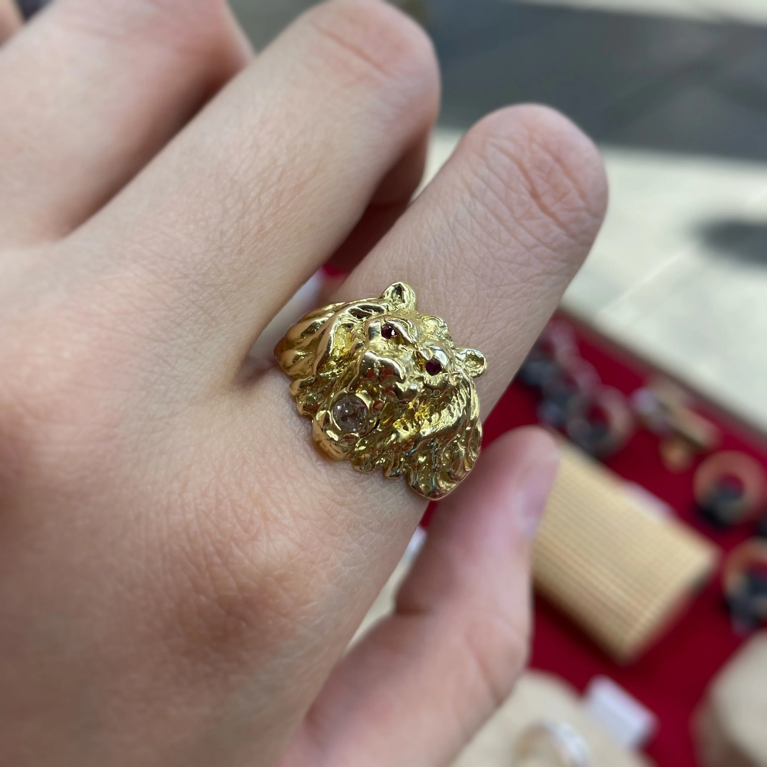 Lion Ring - Gold, Diamond &amp; Ruby - Image 3