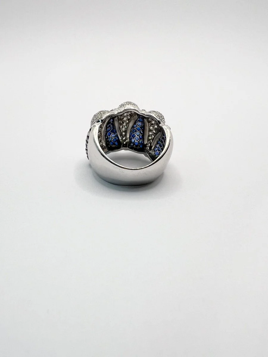 18 carat gold ring with diamonds and natural sapphires, Giovannetti. - Image 7