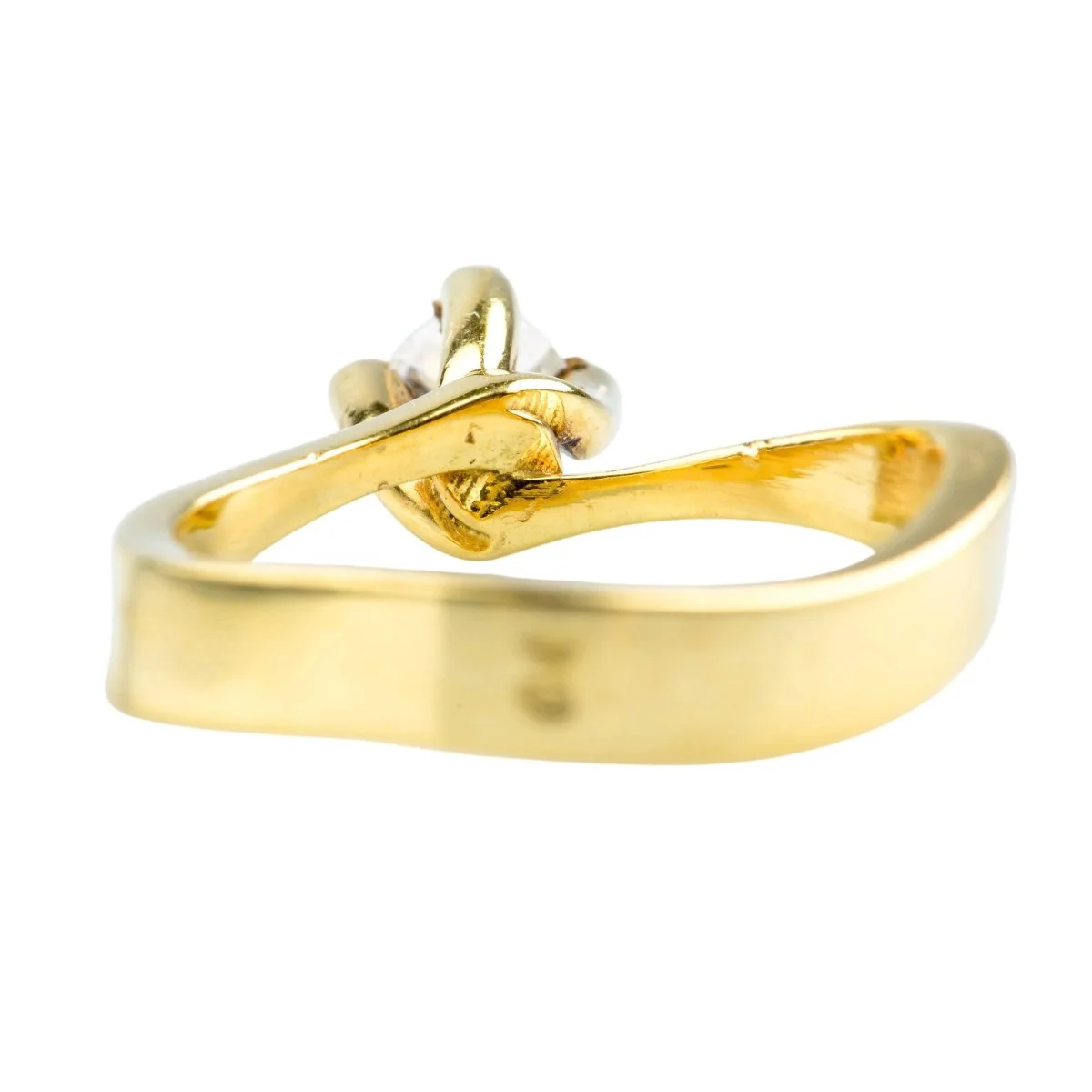 Solitaire ring in yellow gold and diamond - Image 2