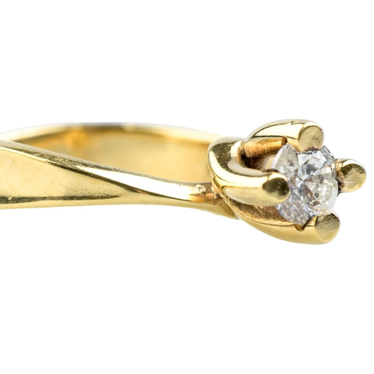 Solitaire ring in yellow gold and diamond - Image 3