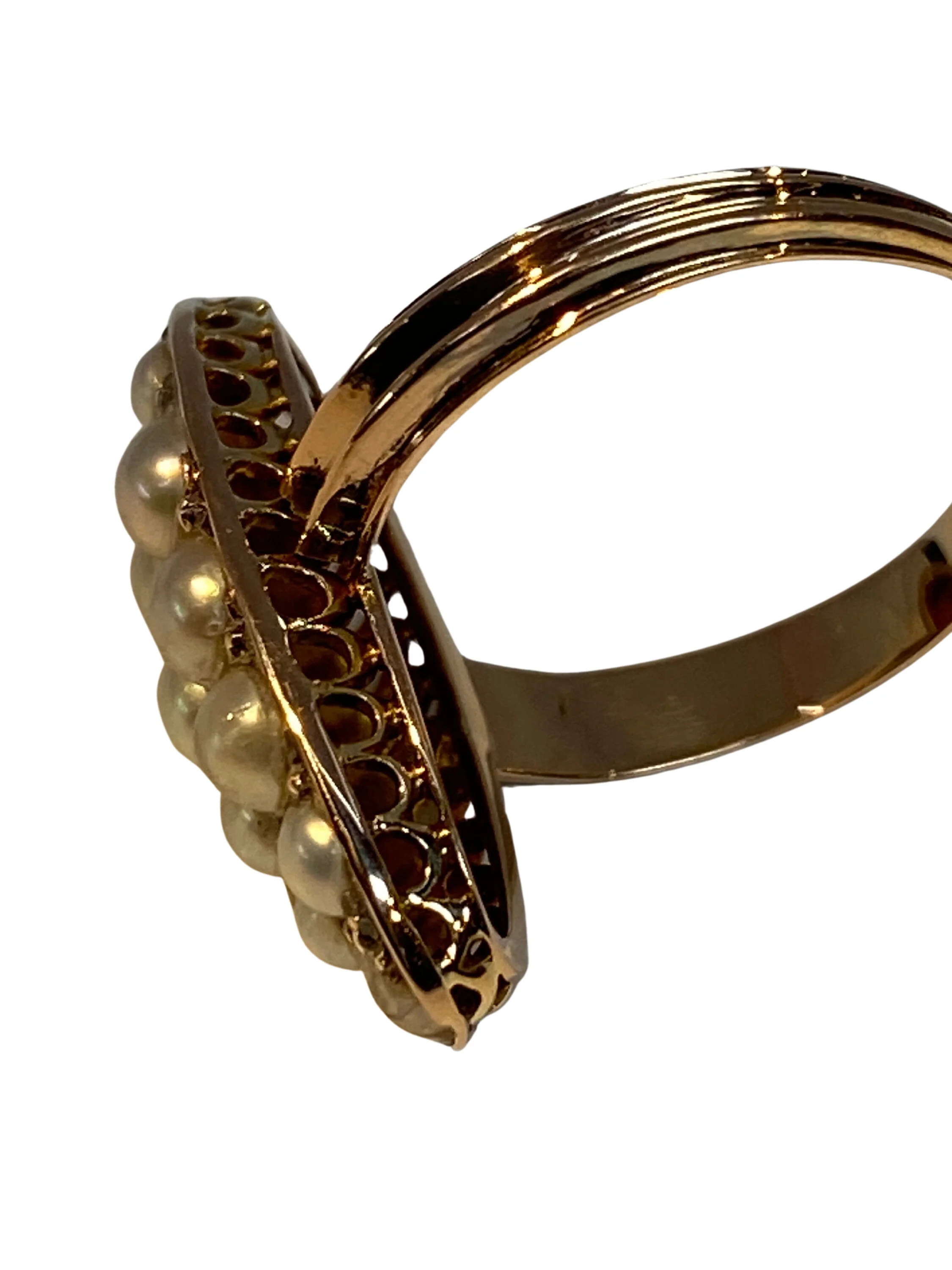18-carat gold “marquise” ring set with fine pearls and diamonds circa 1880 - Image 4
