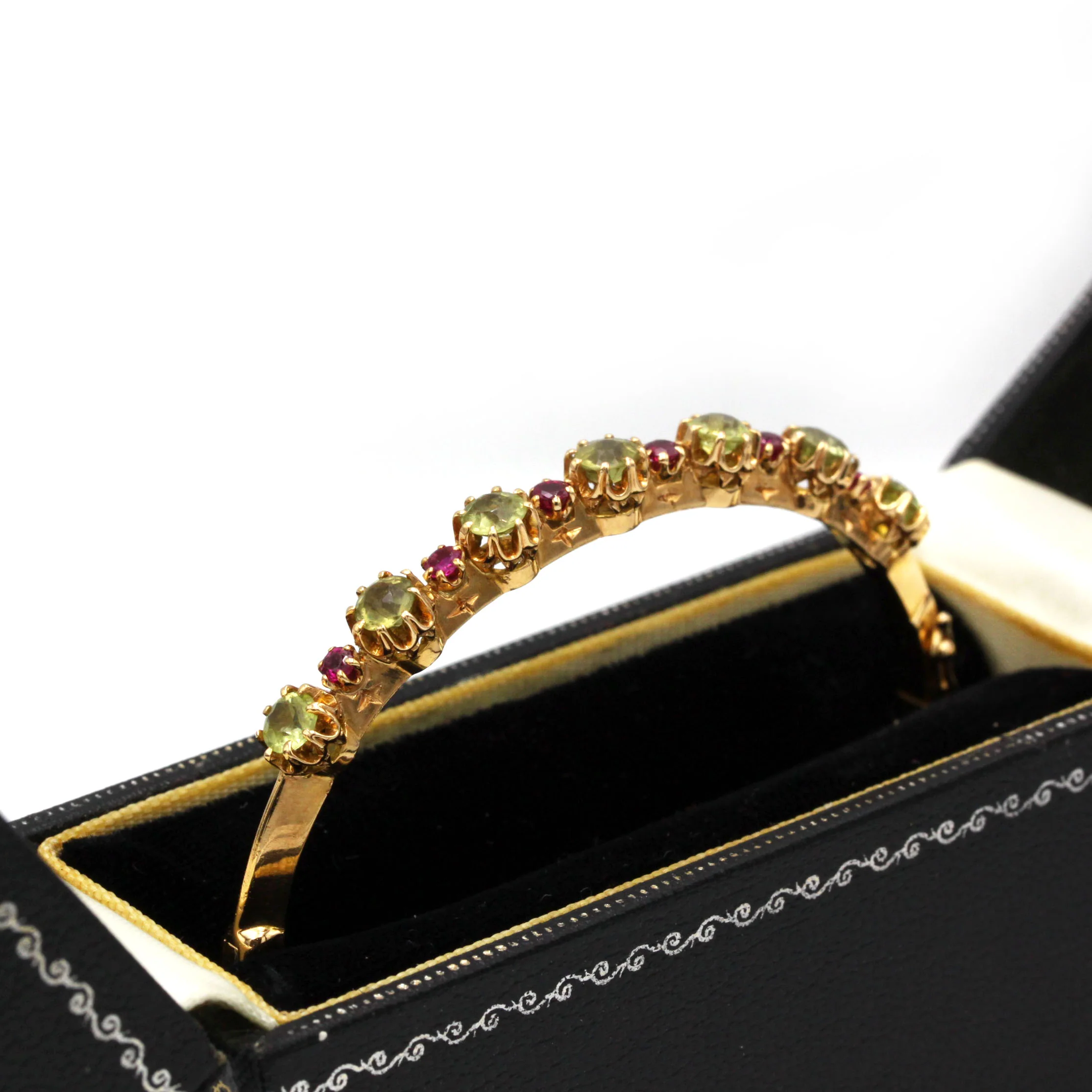 Rigid Bracelet - Gold, Peridots and Rubies - Image 6