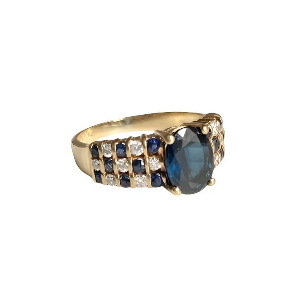 Ring Headband in yellow gold, sapphires and diamonds - Image 3