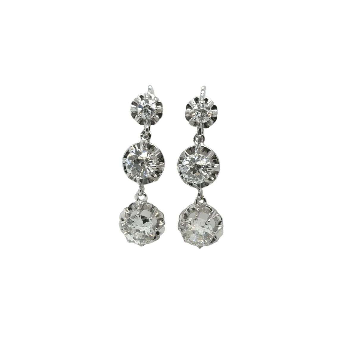 Pair of White Gold and Diamond Earrings - 1940s