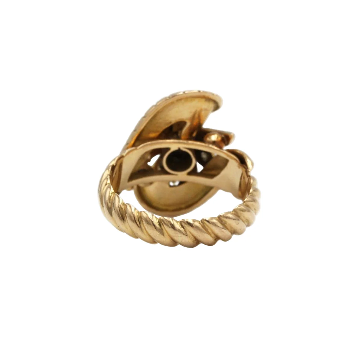 Ring Godronnée in yellow gold and paltinium with diamonds - Image 4