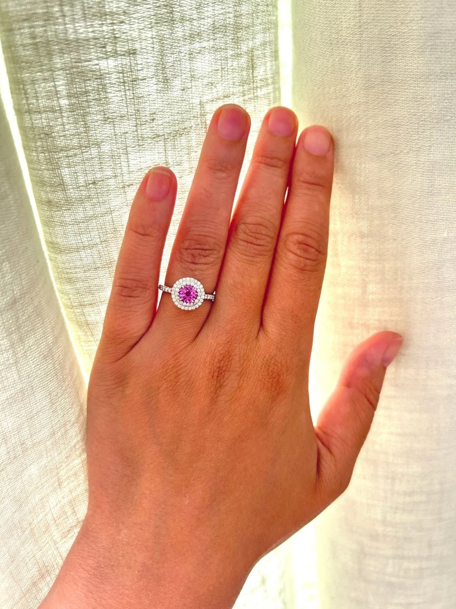 TIFFANY & CO "Soleste" ring in platinum, diamonds and pink tourmaline - Image 2