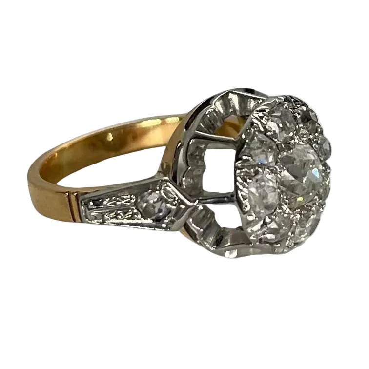 Entourage ring in yellow gold, platinum and diamonds - Image 5