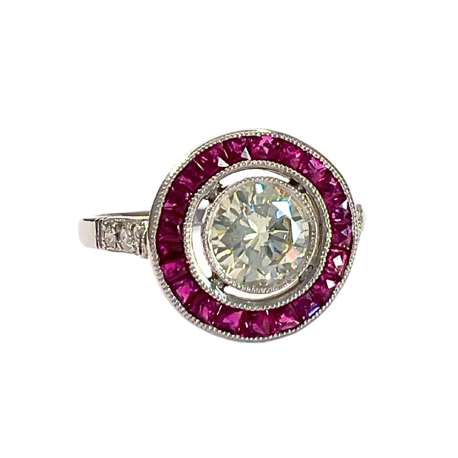 SORTIJA ESTILO ART DECO of PLATINO 950 kts with DIAMONDS and RUBIES 