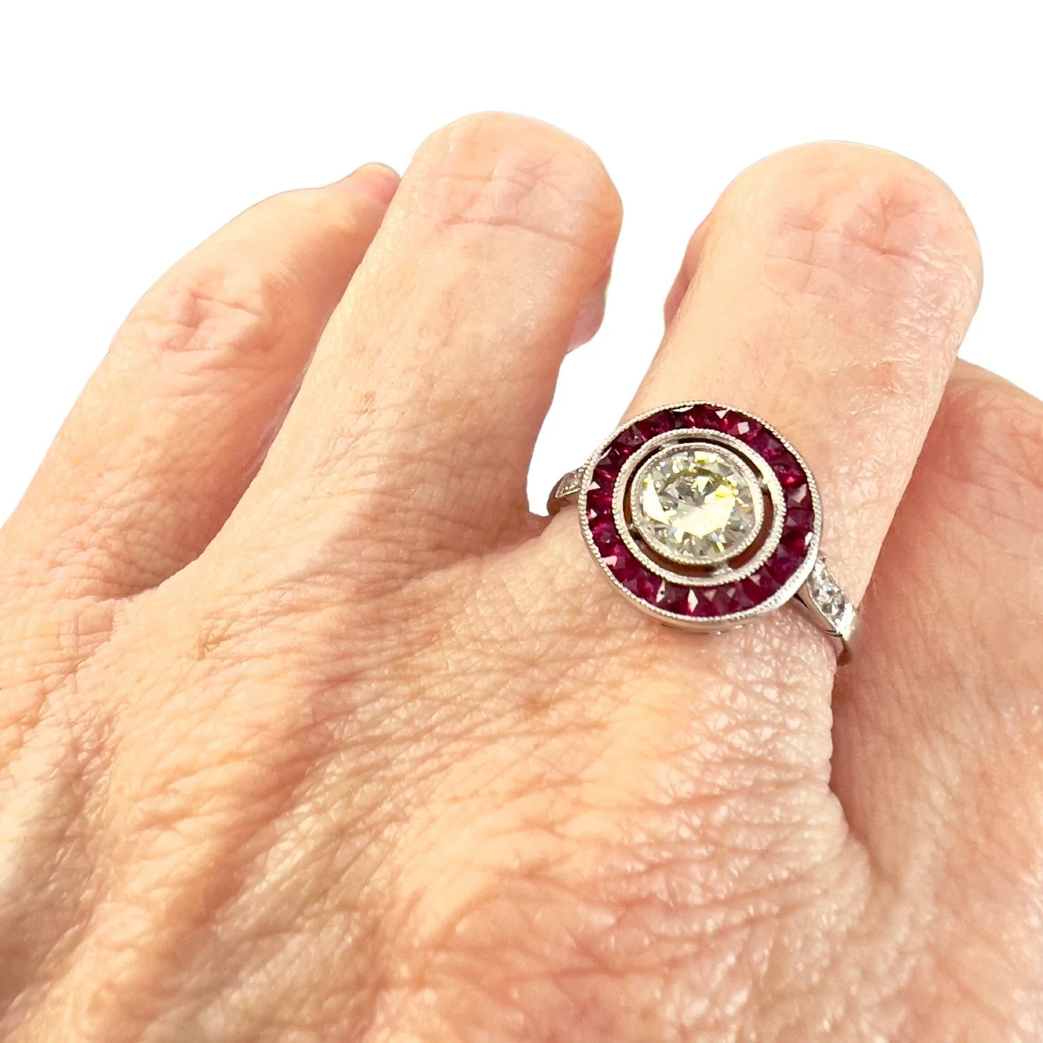 SORTIJA ESTILO ART DECO of PLATINO 950 kts with DIAMONDS and RUBIES  - Image 5