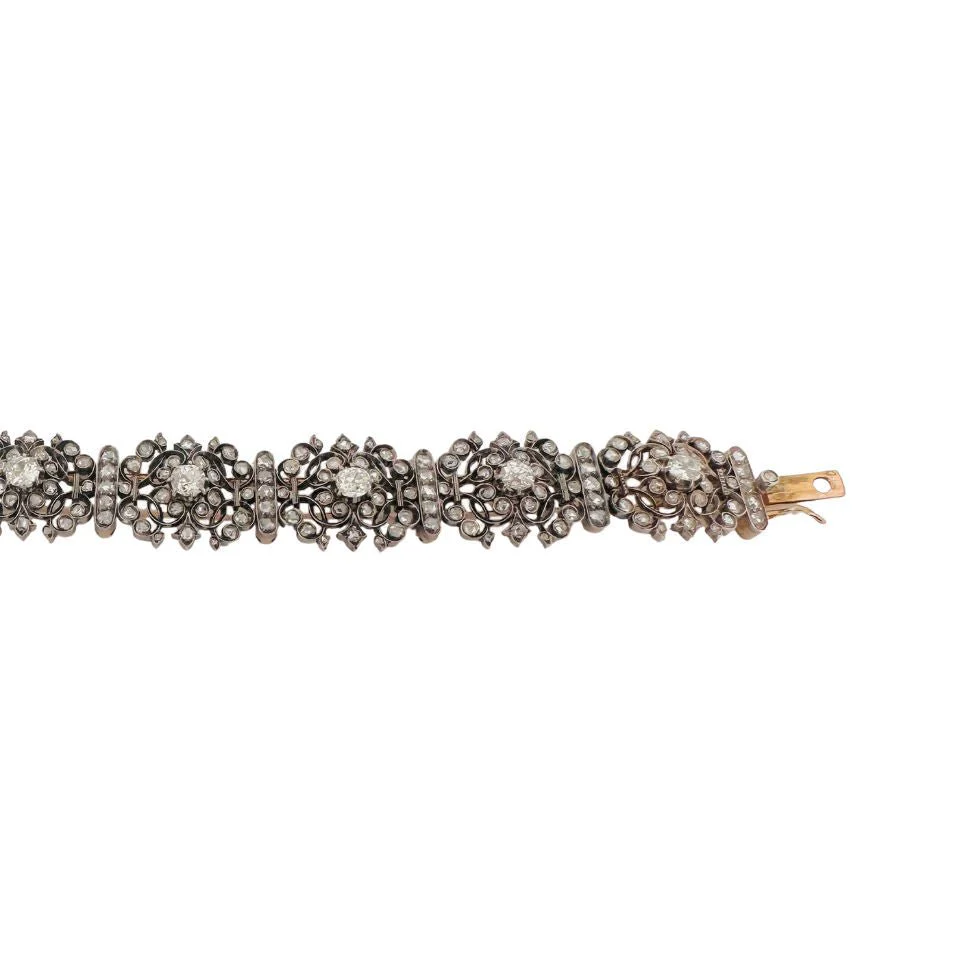 Bracelet in yellow gold, silver and diamonds - Image 2