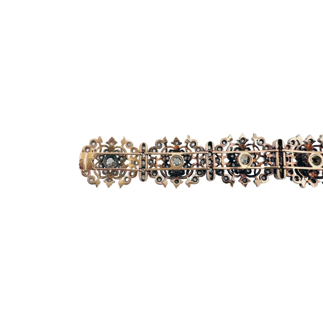 Bracelet in yellow gold, silver and diamonds - Image 3