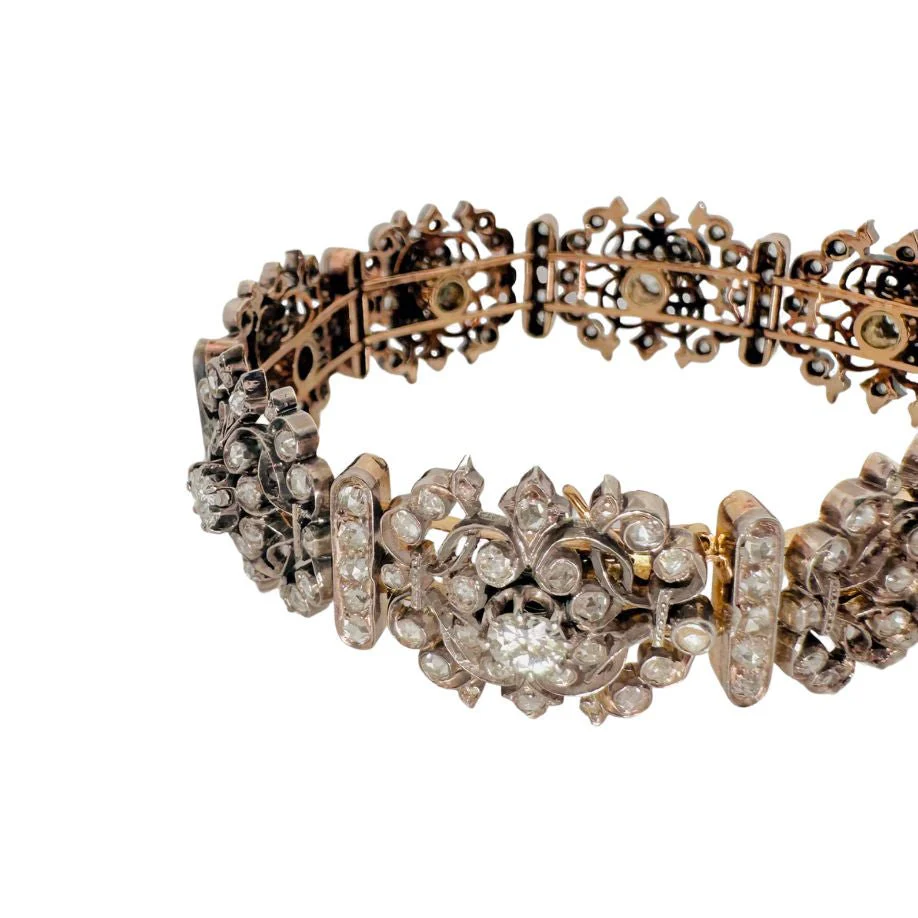 Bracelet in yellow gold, silver and diamonds - Image 4