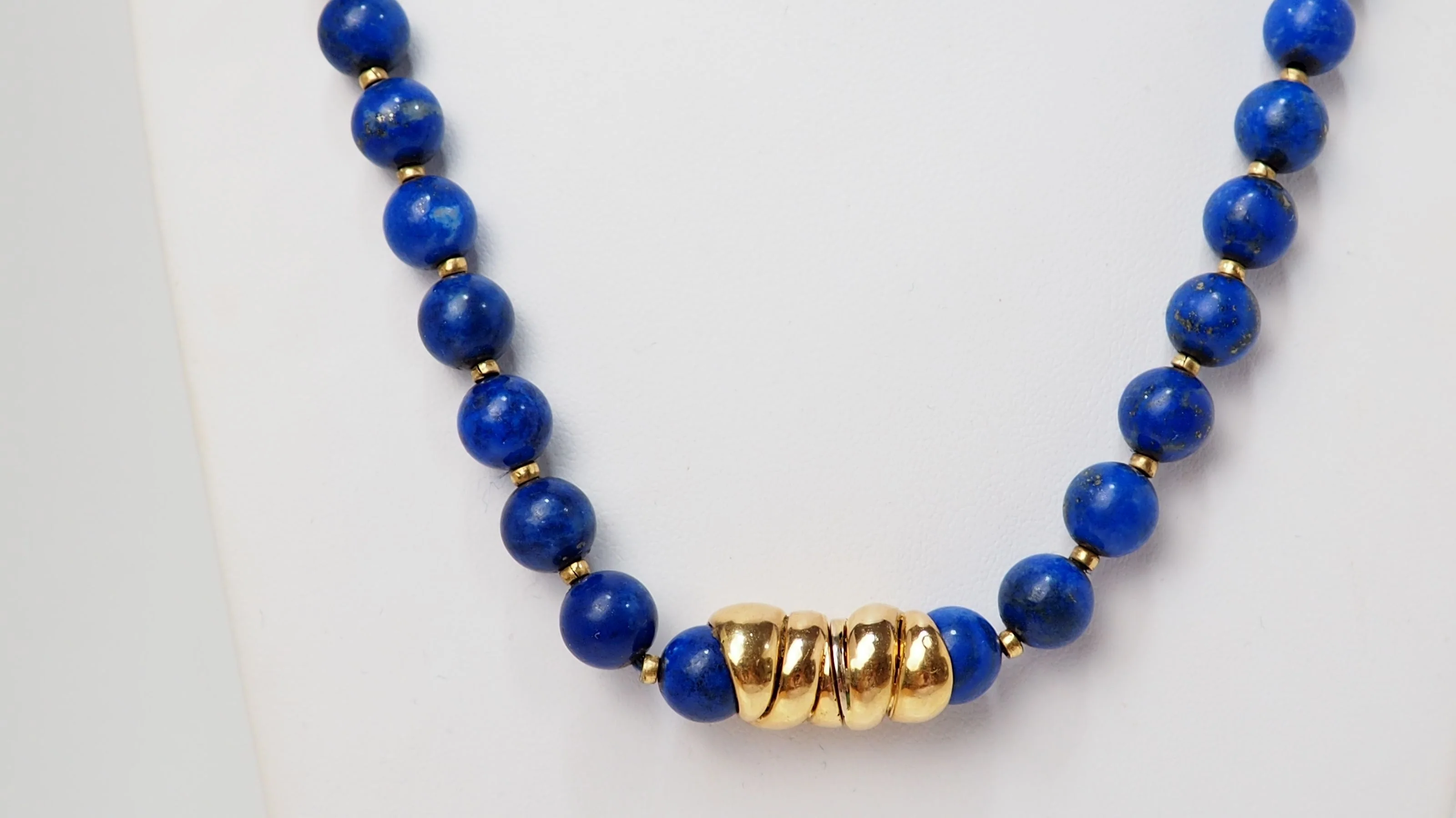 Lapis Lazuli Pearl Necklace With Gold Clasp - Image 4