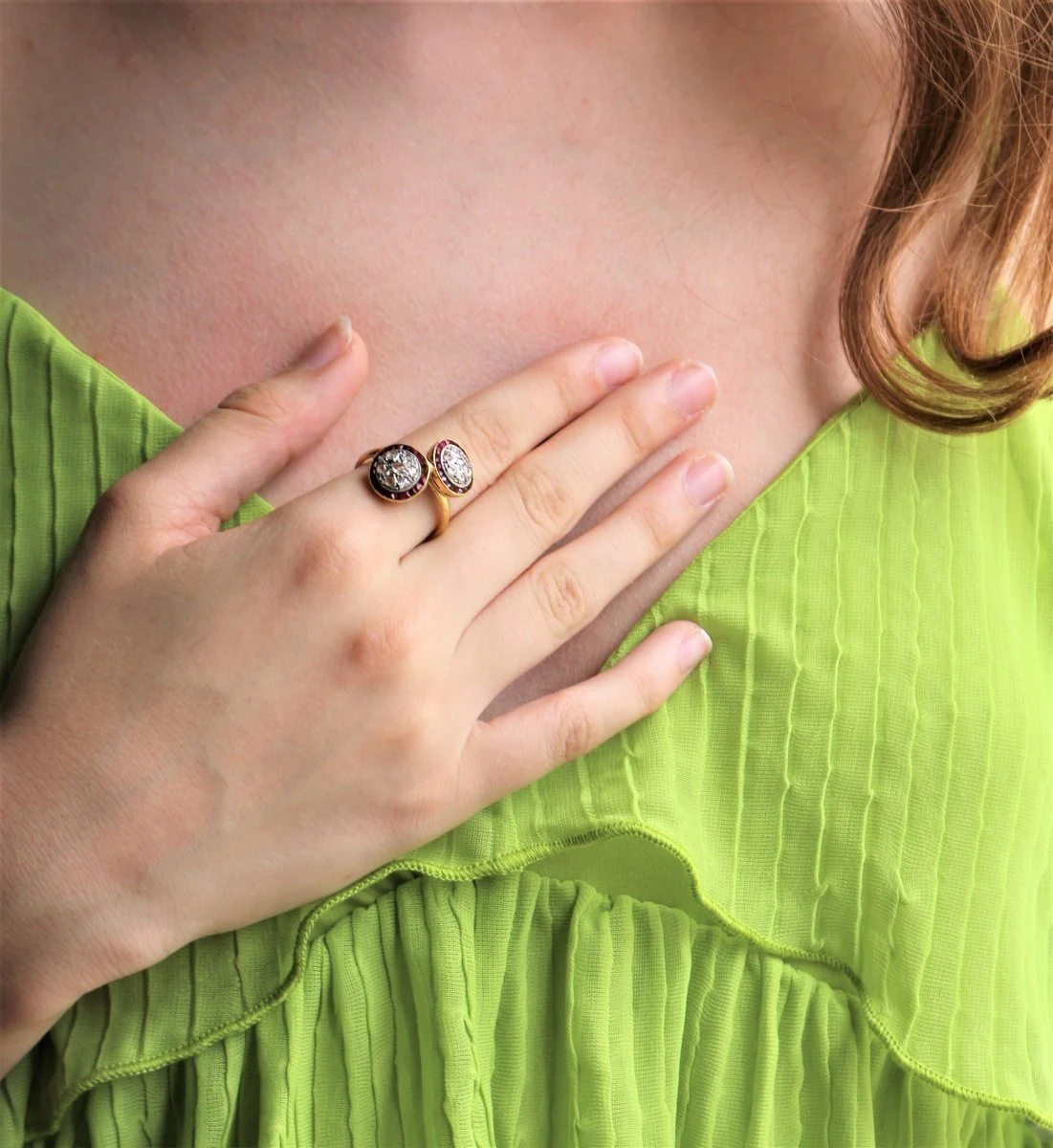 Toi Et Moi Art Deco ruby & diamond ring - Image 2