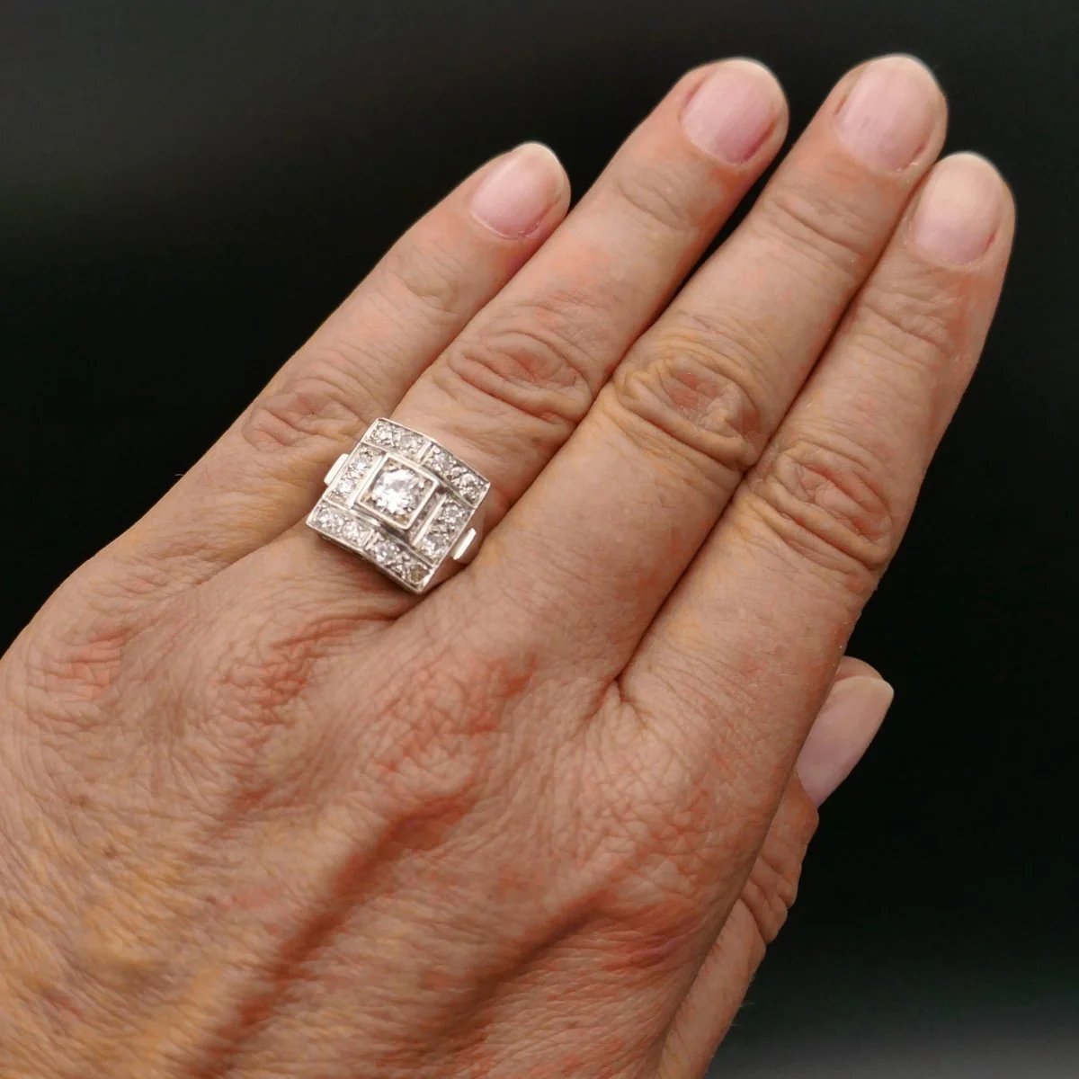 Ring Tank white gold, paltinium and diamonds - Image 2