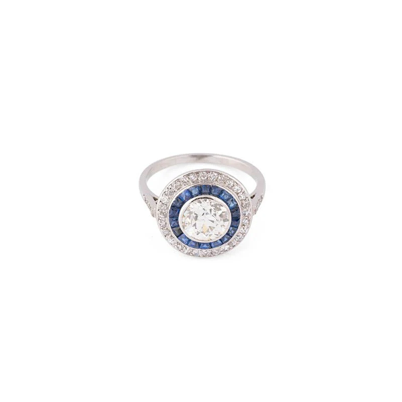 Art Deco ring in platinum, diamonds and sapphires - Image 4