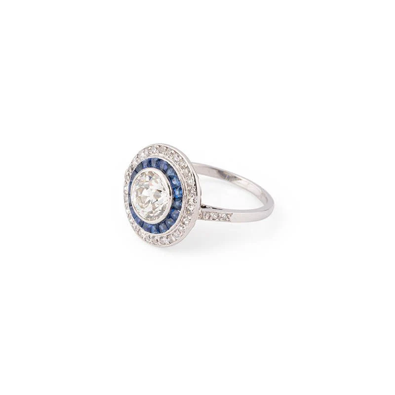 Art Deco ring in platinum, diamonds and sapphires - Image 5