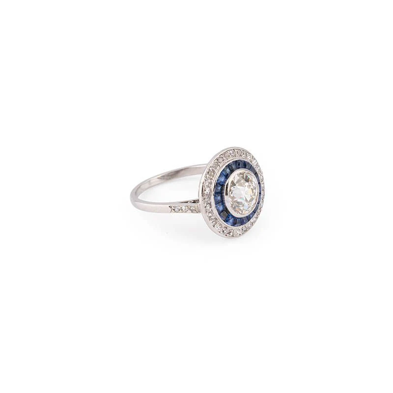 Art Deco ring in platinum, diamonds and sapphires - Image 6