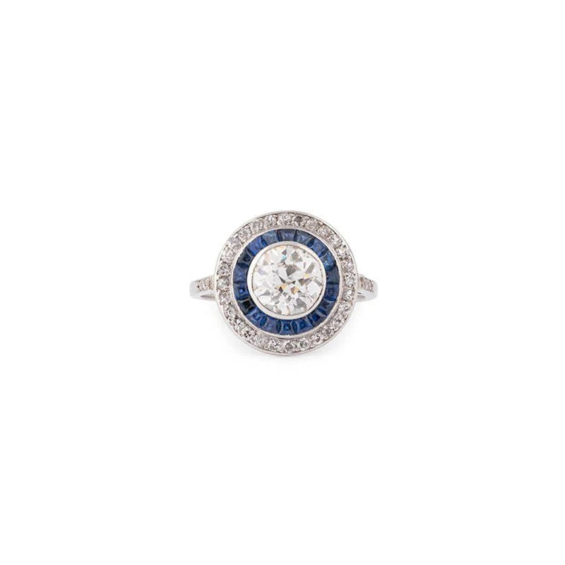 Art Deco ring in platinum, diamonds and sapphires - Image 7