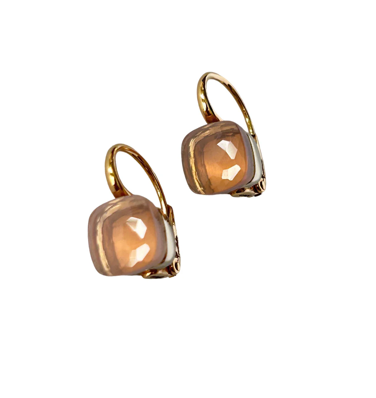 Pair of POMELLATO Nudo Classic earrings in rose gold and rose quartz