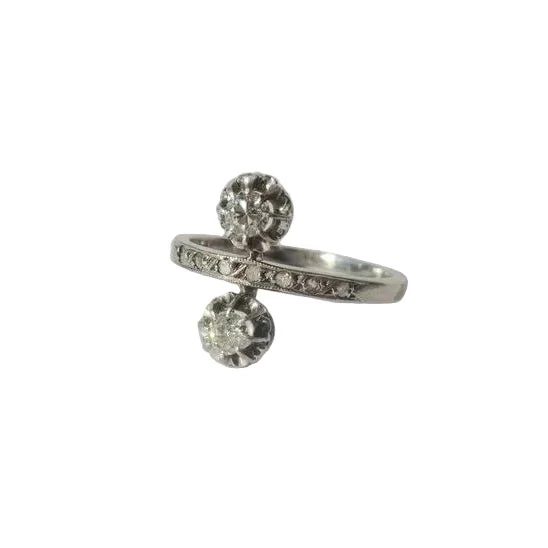 Toi &amp; Moi ring in white gold, platinum and diamonds - Image 2